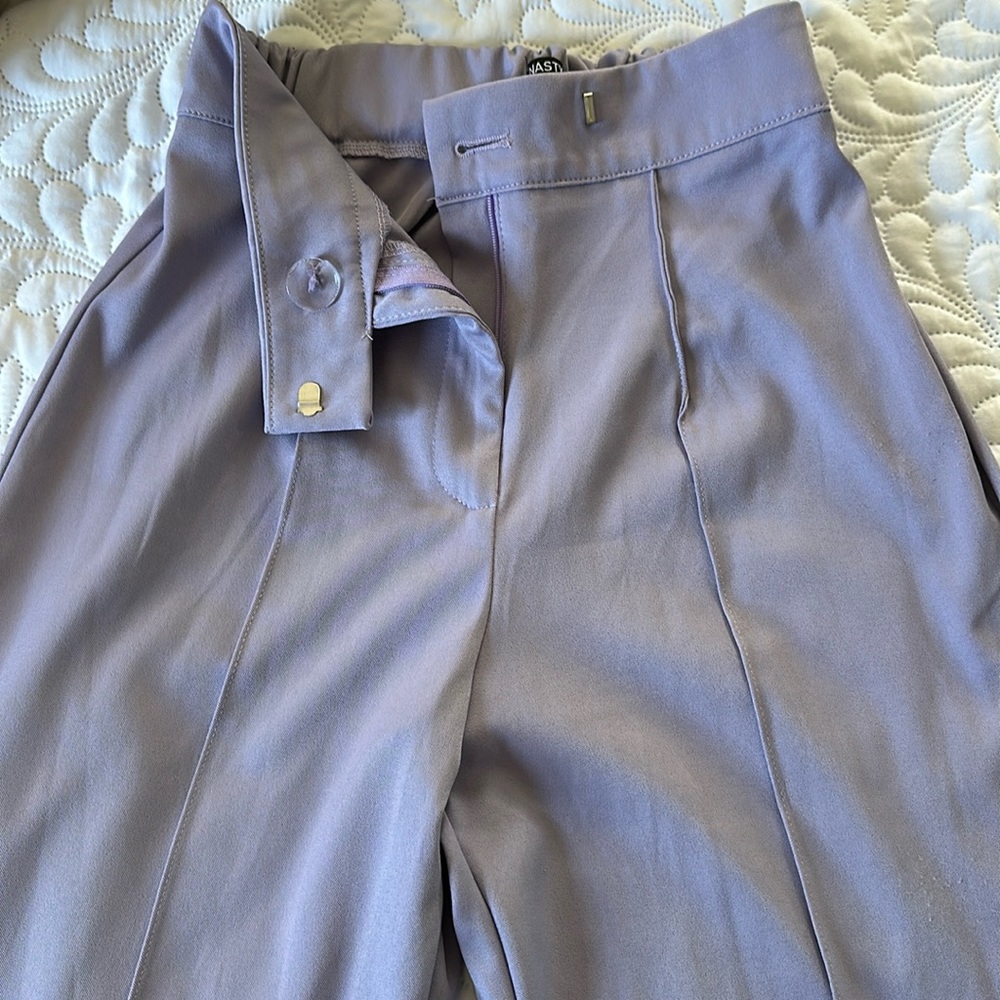 purple trousers